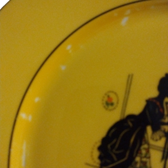Vintage Porcelain Czechoslovakian Union T Yellow/ Black Colonial Deco Plates 4 - Picture 8 of 10